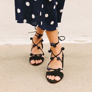 Loeffler Randall Bea Pom Pom Lace up Sandal